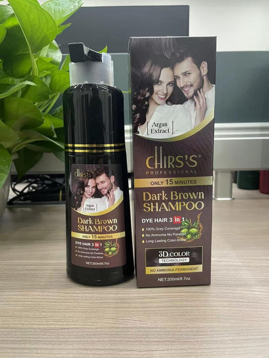 Chirs`s Professional Hair Color Shampoo With Argan Extract- 200ml - Dark Brown- Beauty by Tawakal