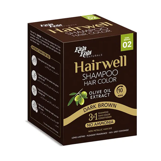 KalaKola Hairwell Shampoo Hair Color (Dark Brown) Sachet Box
